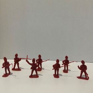 Vintage Red Plastic Toy Soldiers Set of 7 Revolutionary Napoleonic Figures China